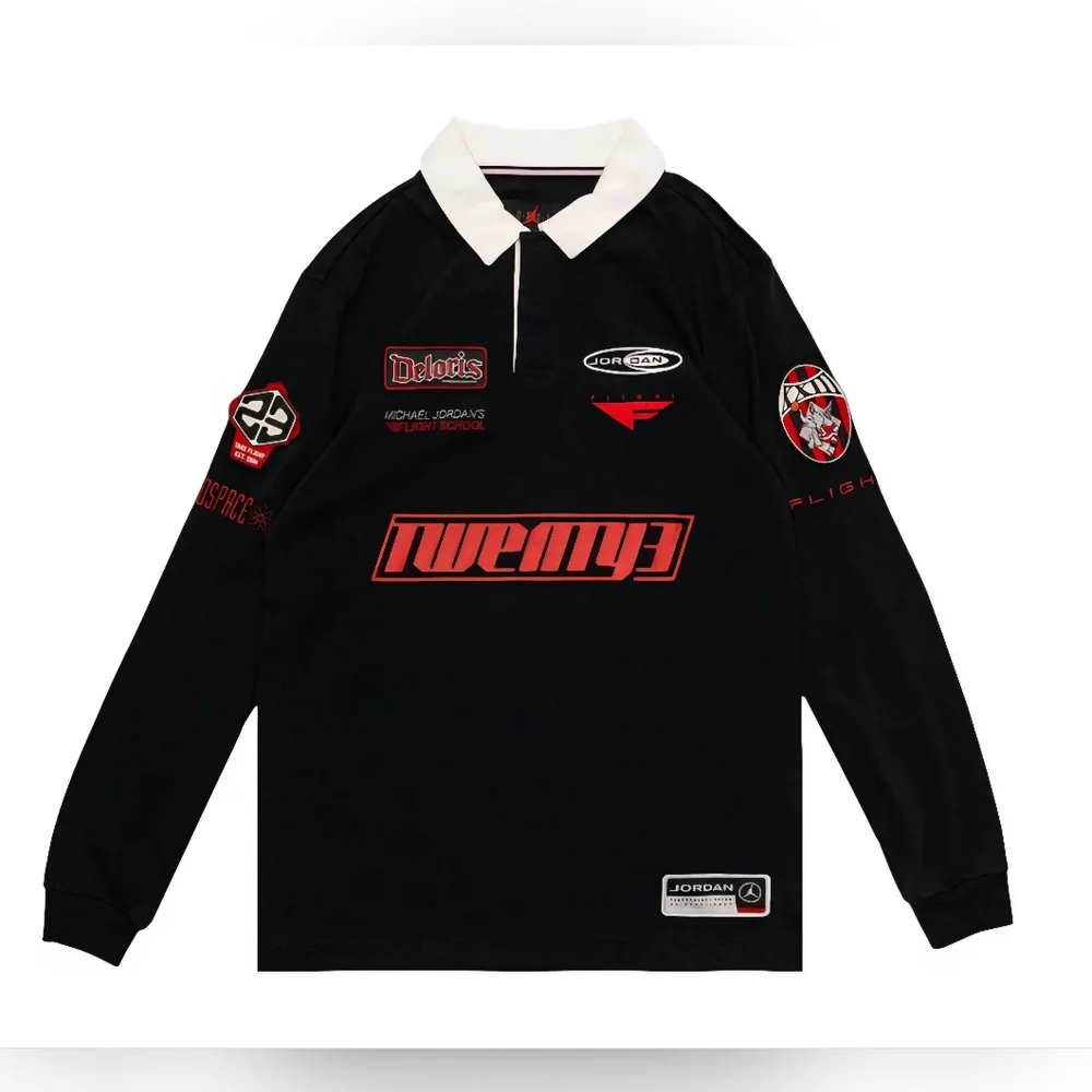 Air Jordan Essentials Long-Sleeve Rugby Top 'Black Medium